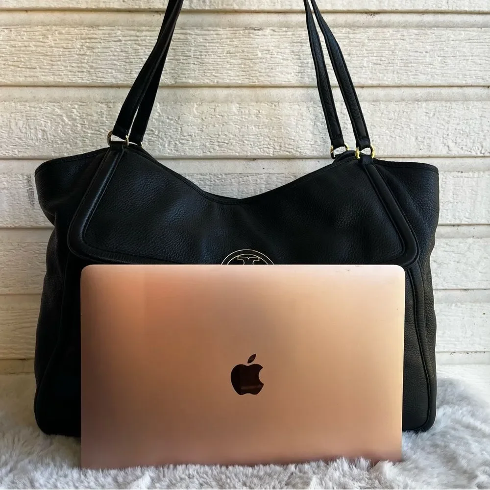 TORY BURCH Black XL Amanda Marion Travel JUMBO Fleming Emerson Tote Shoulder Bag